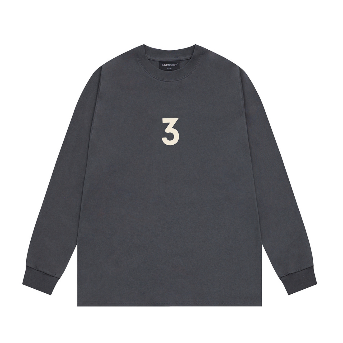 Charcoal Printed Logo Long Sleeve T-Shirt