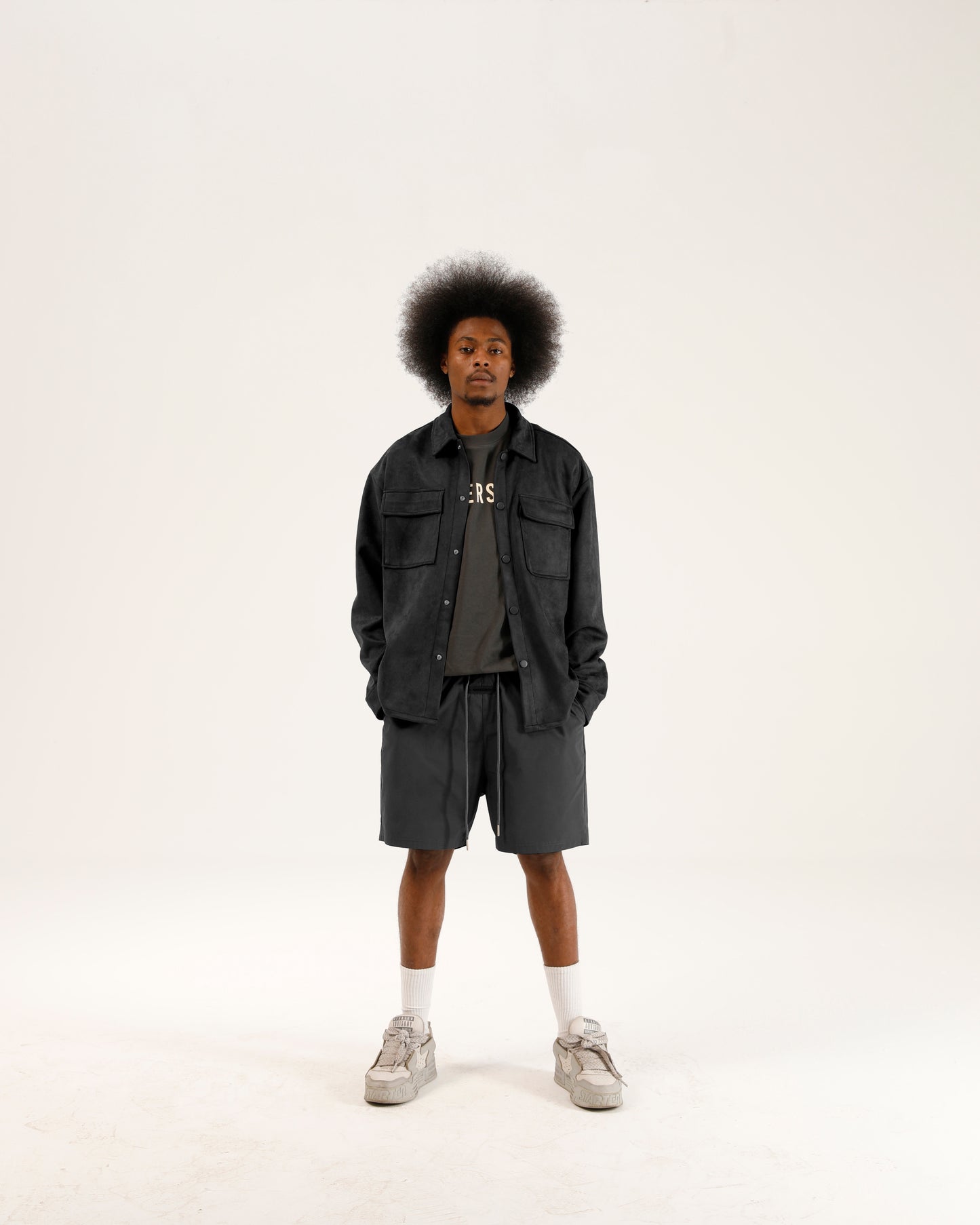 Charcoal Printed Logo Shacket