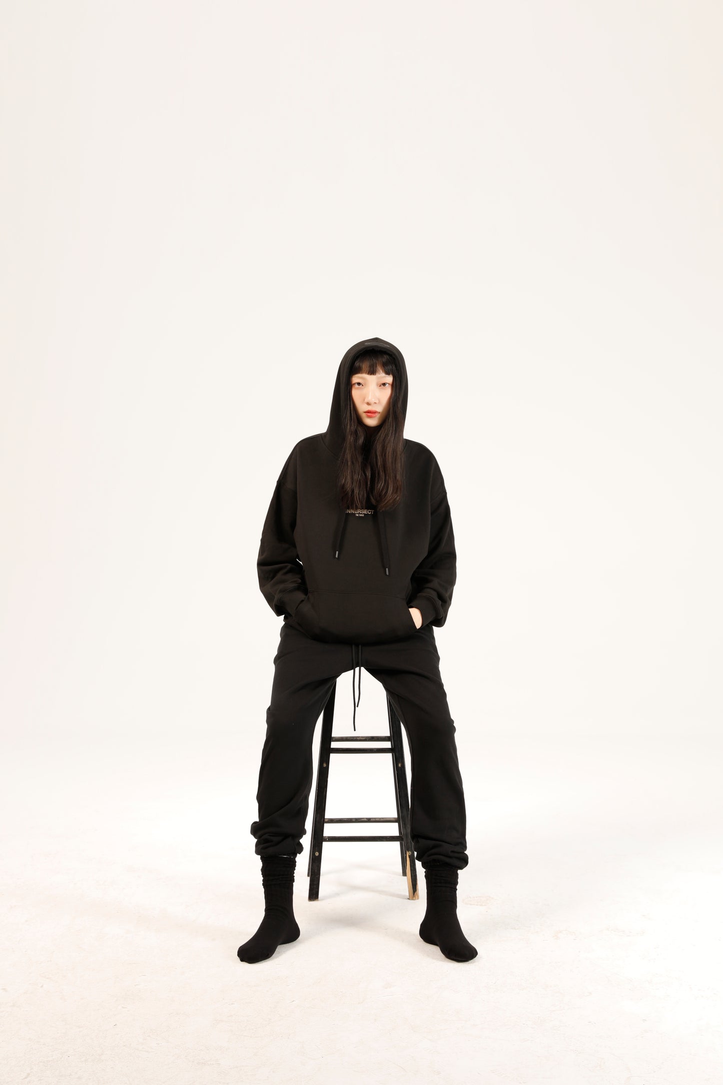 Black Printed Logo Hoodie