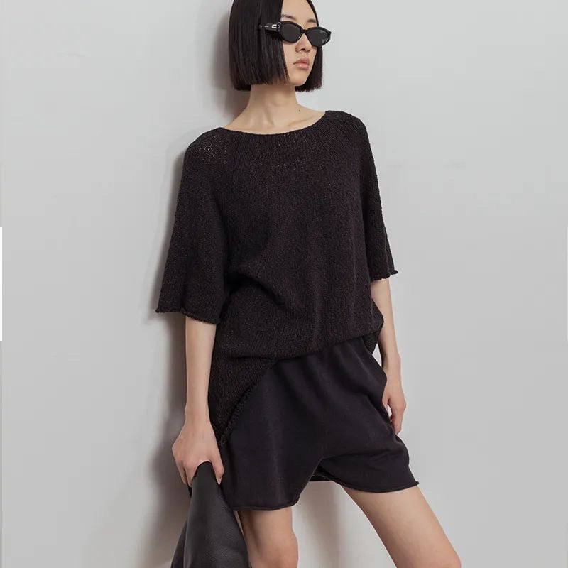 Black Knitted Shorts
