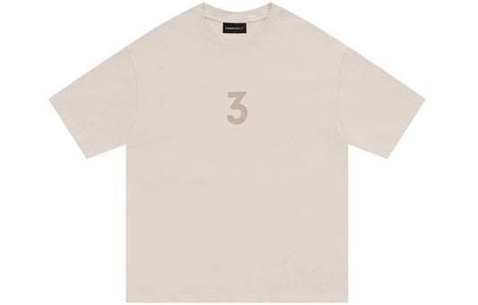 Beige "3" Logo T-Shirt