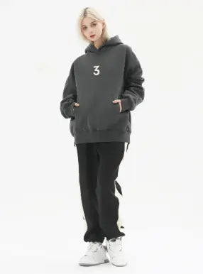 Charcoal "3" Logo Hoodie