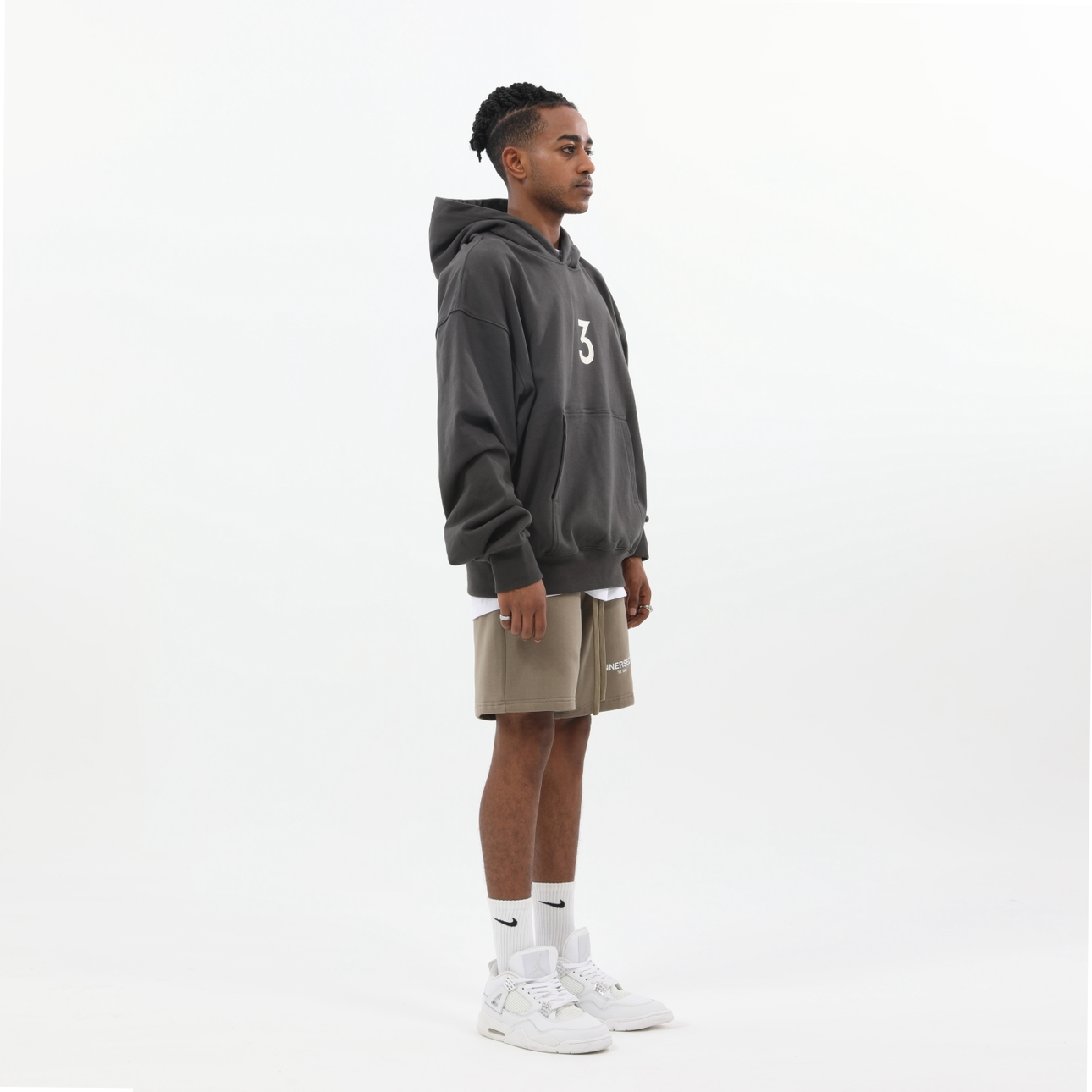 Charcoal "3" Logo Hoodie