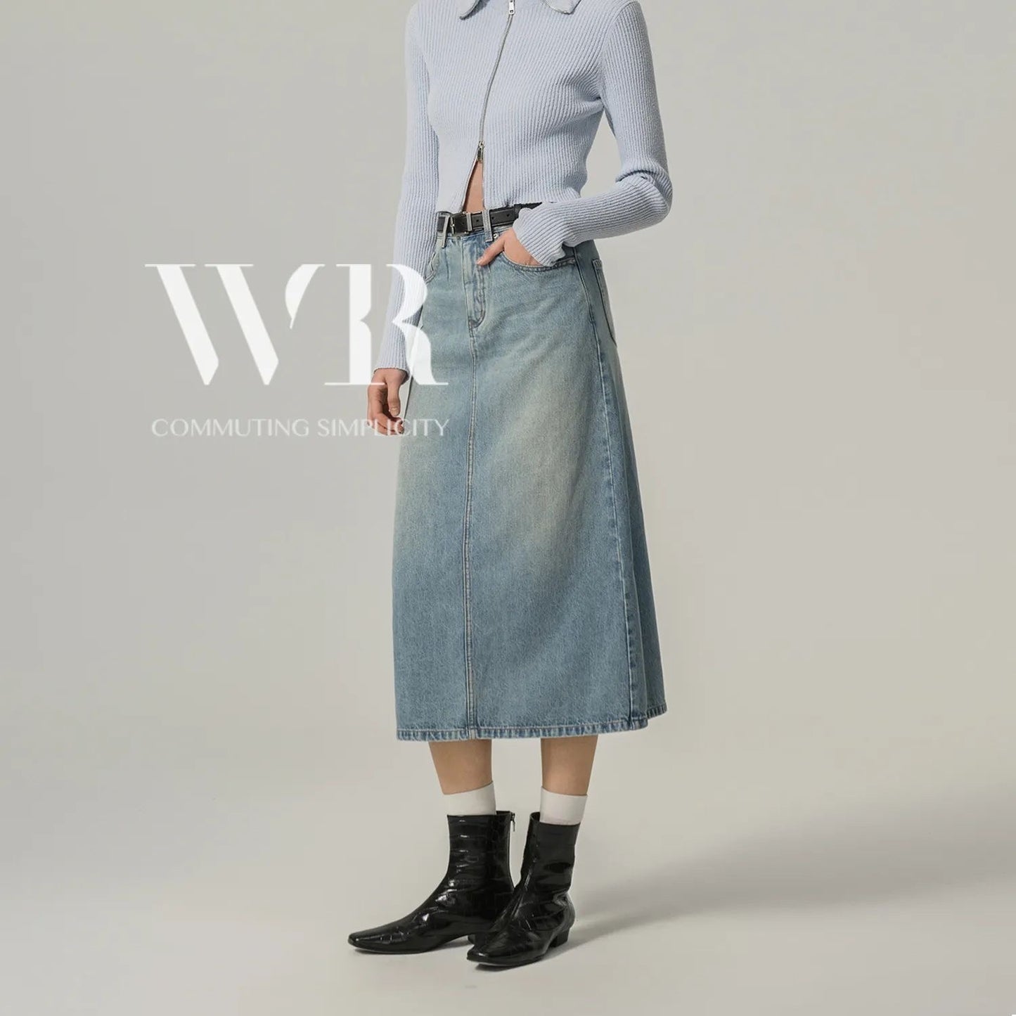 High Waist Denim Skirt