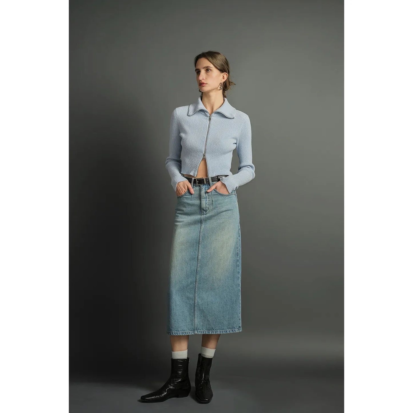 High Waist Denim Skirt